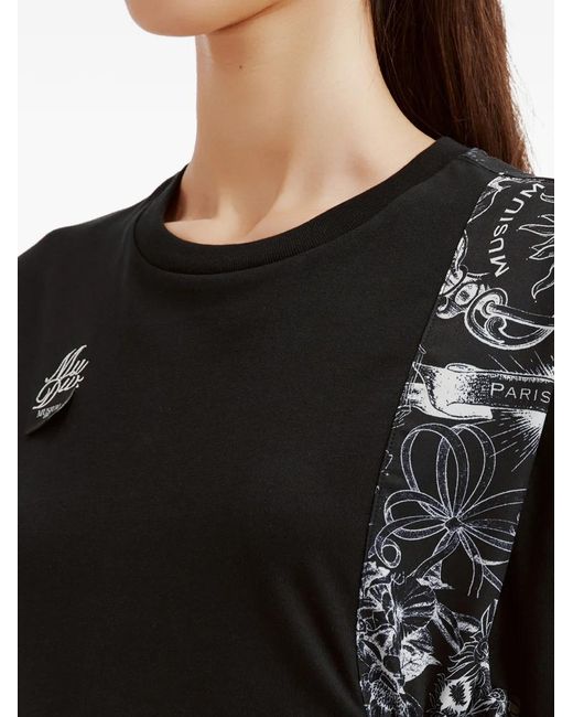 Musium Div. Black Graphic-Print Pleated T-Shirt