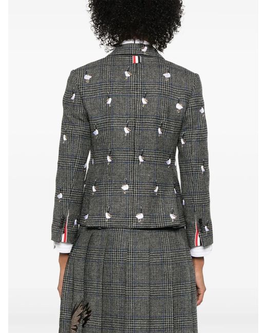 Thom Browne Gray Prince Of Wales Hunting Tweed Blazer