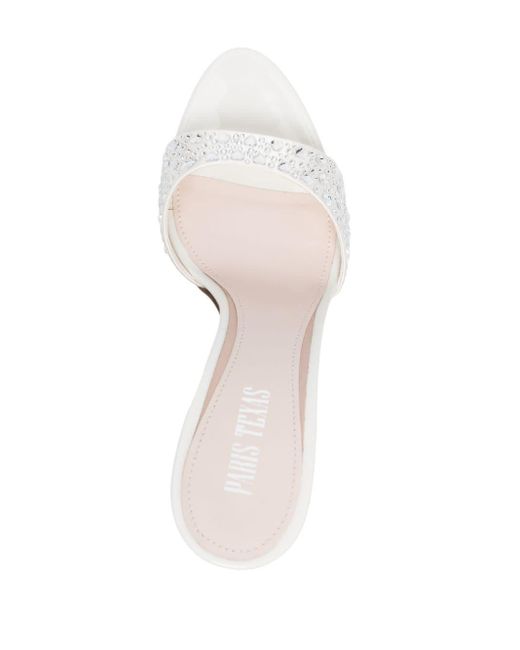 Paris Texas White Holly Love Lidia 105mm Crystal-embellished Mules