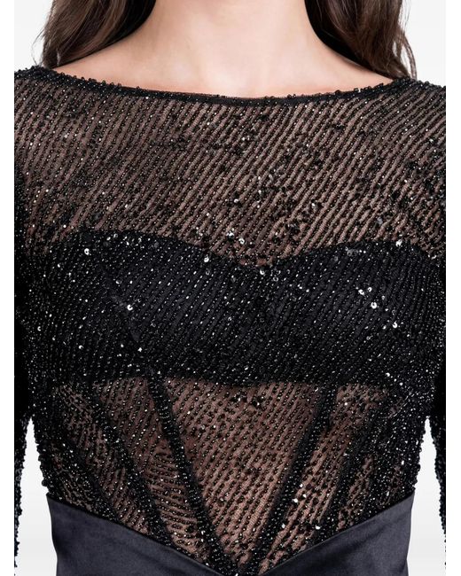 Gatti Nolli by Marwan Black Embroidered Mermaid Dress