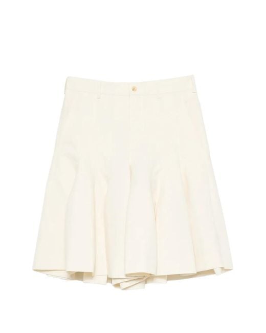 Comme des Garçons White Pleated Flared Midi Skirt for men