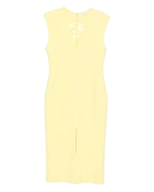 Givenchy Yellow Robe Fendue À Col V