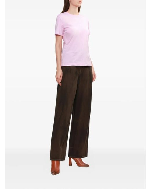 MSGM Pink Logo-Print Cotton T-Shirt