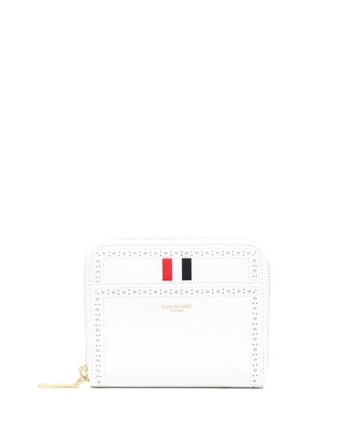 Thom Browne White Grosgrain-Tab Leather Wallet