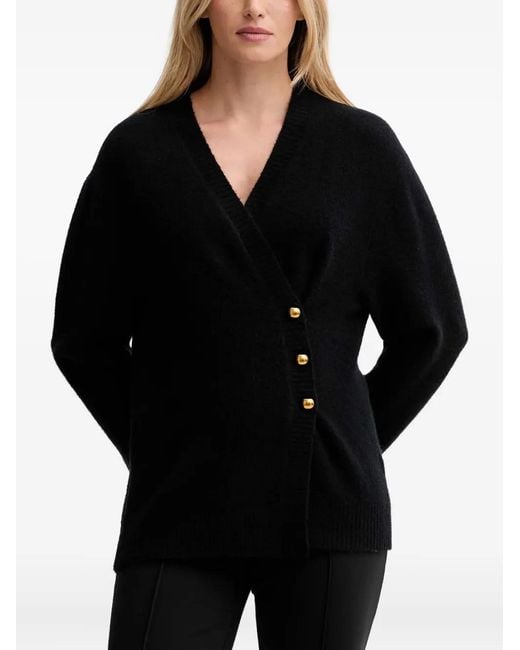Isabelle Blanche Black Button-Up V-Neck Cardigan