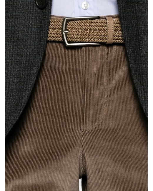 PT Torino Gray Corduroy-Texture Turned-Up Trousers for men