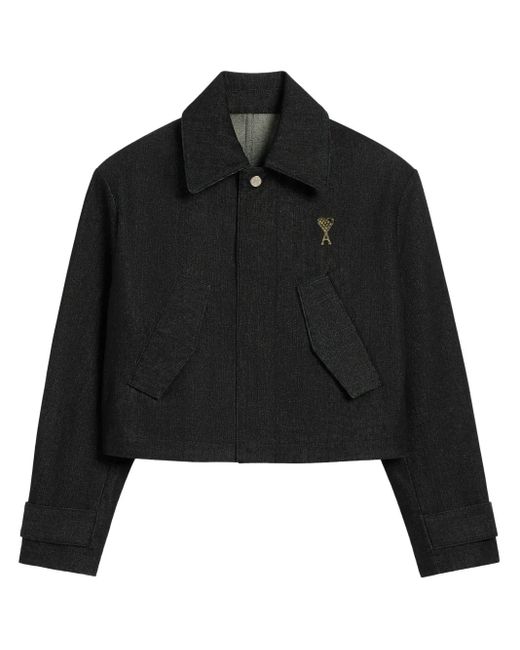AMI Black Cropped Denim Jacket