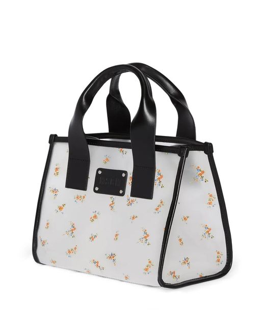 MSGM Black Floral Handle Tote Bag