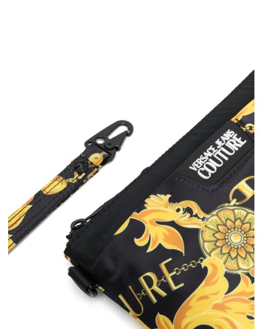 Versace Black Baroque-print Zip-fastening Clutch Bag for men