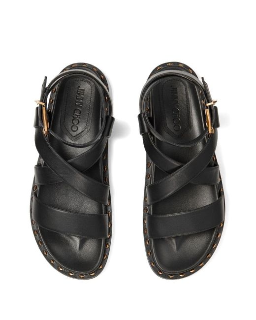 Jimmy Choo Black Blaise Leather Sandals