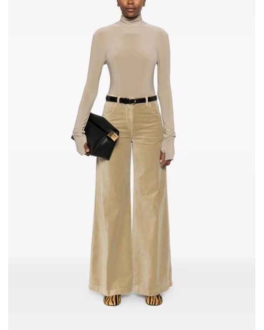 Aspesi Natural Wide-Leg Velvet Trousers