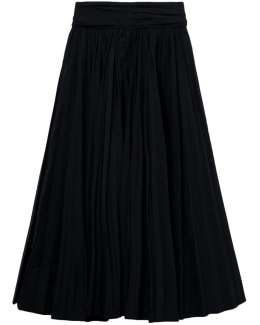 Falda fruncida con cintura alta Pushbutton de color Black
