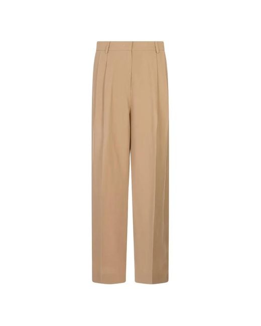 Fabiana Filippi Natural Pleated Straight-Leg Trousers