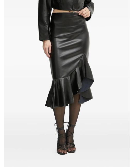 Jupe Mi-Longue À Volants Guess en coloris Black