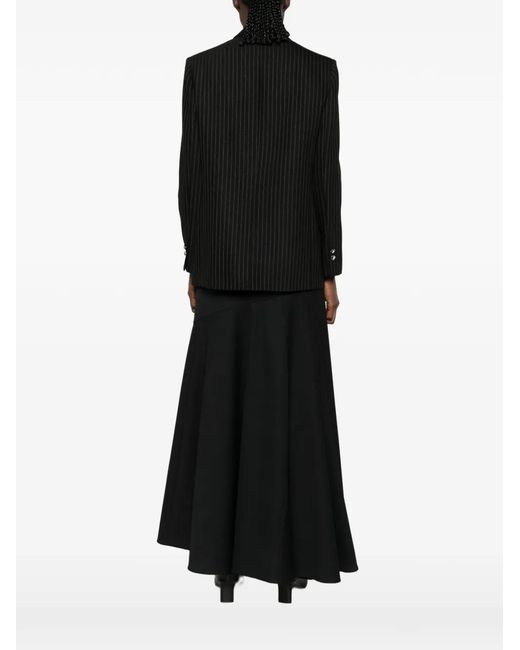 Elisabetta Franchi Black Pinstripe-Pattern Notched-Lapels Blazer