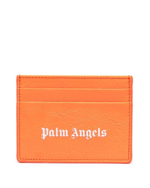 Palm Angels Orange Patent Leather Card Holder for men