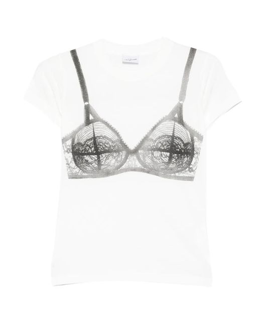VAQUERA White Bra Trompe L'Oeil Cotton T-Shirt