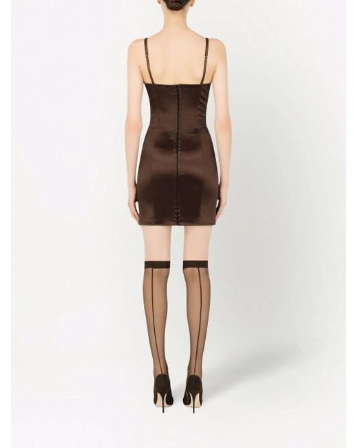 Dolce & Gabbana Brown Satin Corset Style Mini Dress
