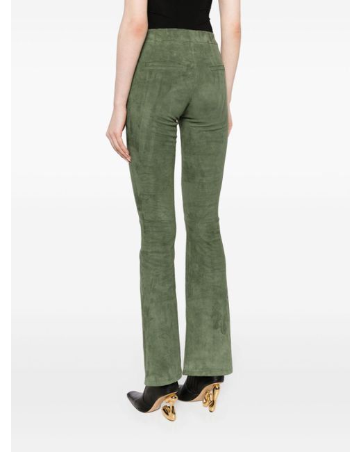 Arma Green Suede Flared Trousers