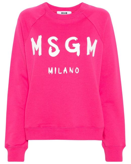 MSGM Pink Logo-print Cotton Sweatshirt