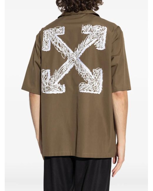 Off-White c/o Virgil Abloh Brown Logo-Print Short-Sleeve Shirt for men