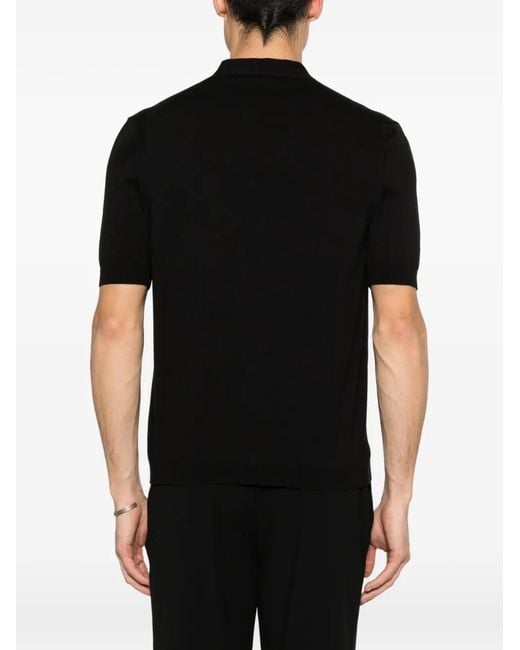 LUIGI GENTILE Black Short-Sleeved V-Neck Cardigan for men