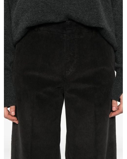 Cellar Door Black Corduroy Wide-Leg Trousers