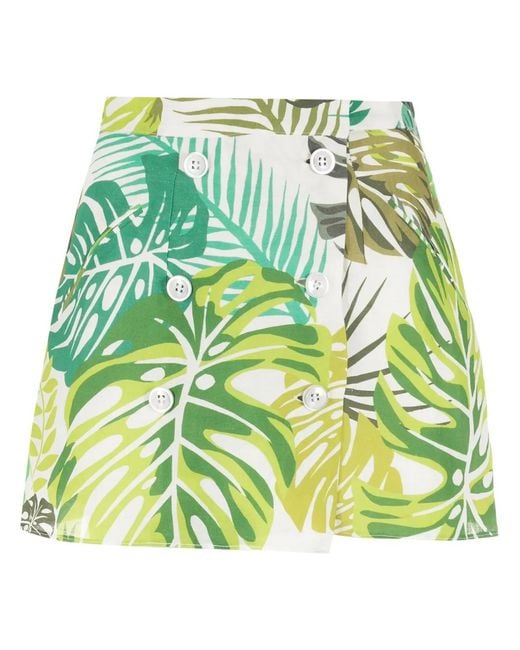 Amir Slama Green Palm Leaf Print Mini Skirt