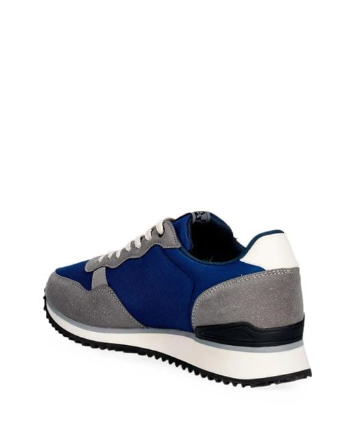 Napapijri Blue Cosmos Logo-Print Panelled Sneakers for men