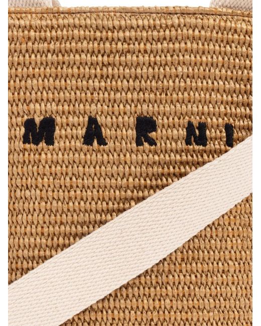 Marni White Woven Raffia Tote Bag