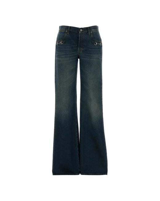 Gucci Blue Horsebit Bootcut Flared Jeans