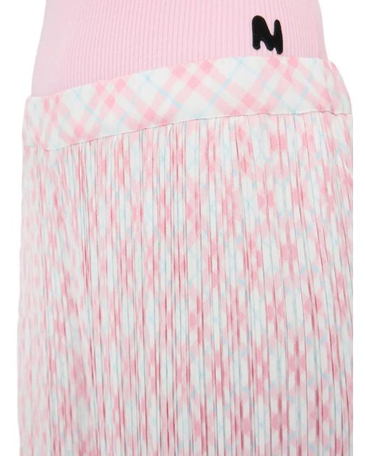 MSGM Pink Pantalon Plissé À Carreaux