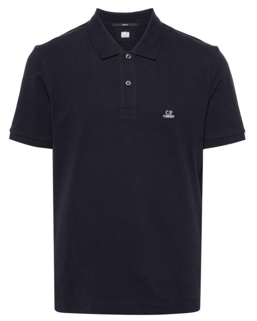 C P Company Blue Embroidered-logo Cotton Polo Shirt for men