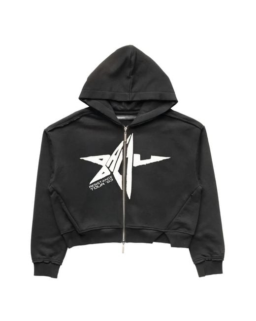 Spencer Badu Black Distressed Zip-Up Long-Sleeved Hoodie for men