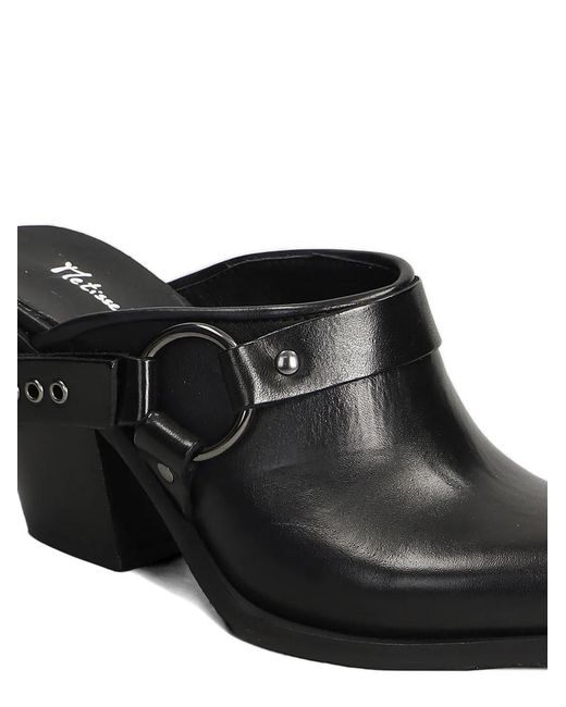 METISSE Black Buckle-Strap Mules