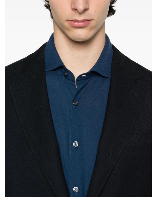 Camisa de algodón con botones Gran Sasso de hombre de color Blue