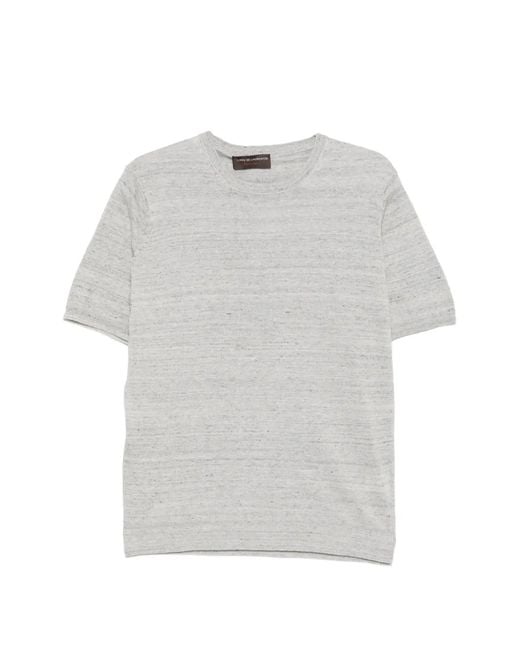 FILIPPO DE LAURENTIIS Gray Fine-Knit Short-Sleeve T-Shirt for men