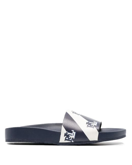 Ralph Lauren White Audrina Logo-print Slides
