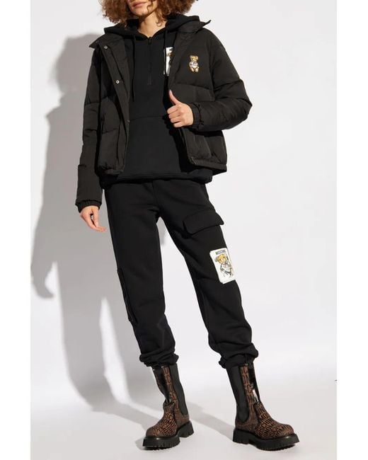 Moschino Black Logo-Patch Hoodie