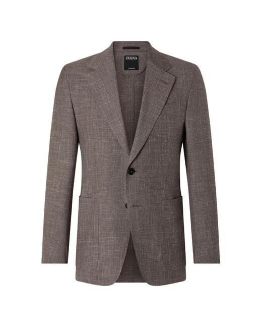 Zegna Brown Crossover Blazer for men