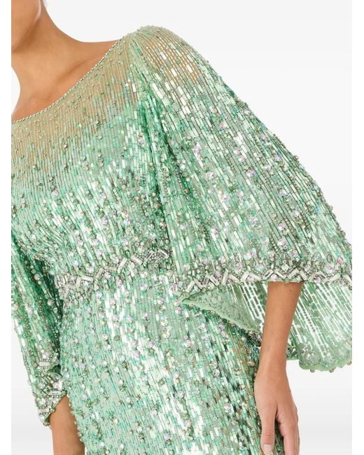 Jenny Packham Green Robe Ornée De Sequins À Coupe Longue Ines