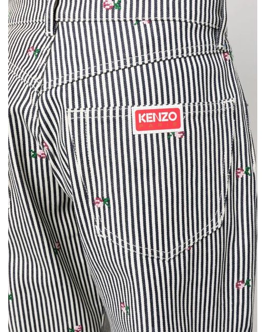KENZO Gray Floral-Print Straight-Leg Jeans for men