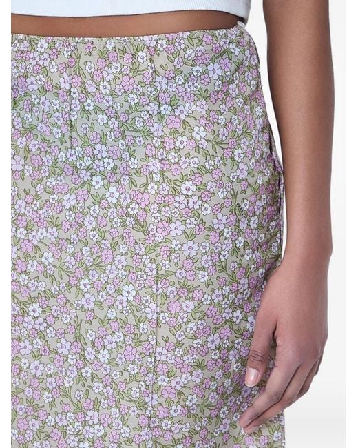 Prada Gray Floral-Pattern Midi Skirt