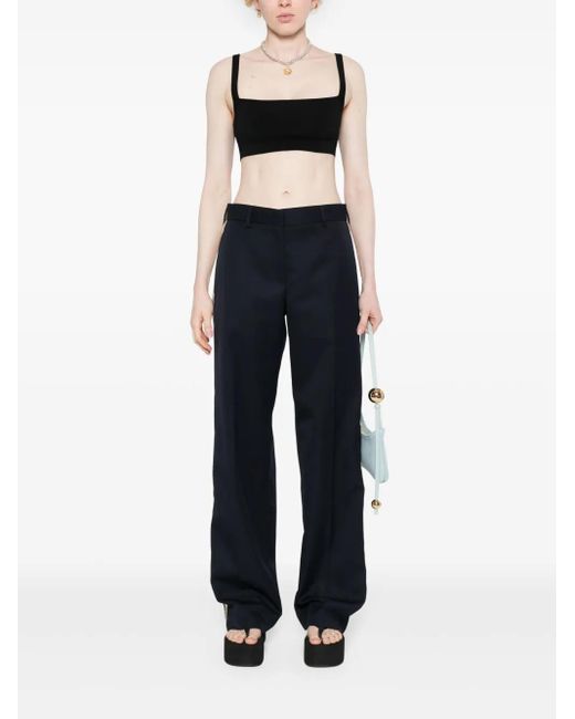 Palm Angels Blue High-waist Straight-leg Trousers