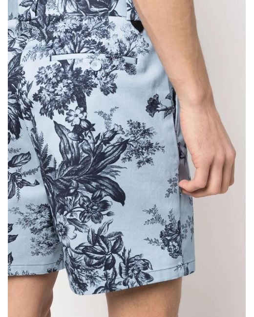 Erdem Blue Floral-Print Bermuda Shorts for men
