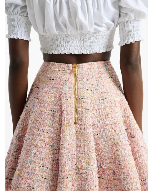 Balmain Flared Tweed Rok in het Pink