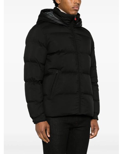 Kiton Black Logo-Patch Quilted Hooded Jacket for men