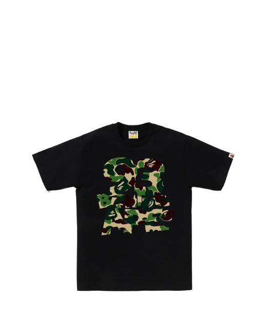 A Bathing Ape Black Abc Camo Logo-Print T-Shirt for men