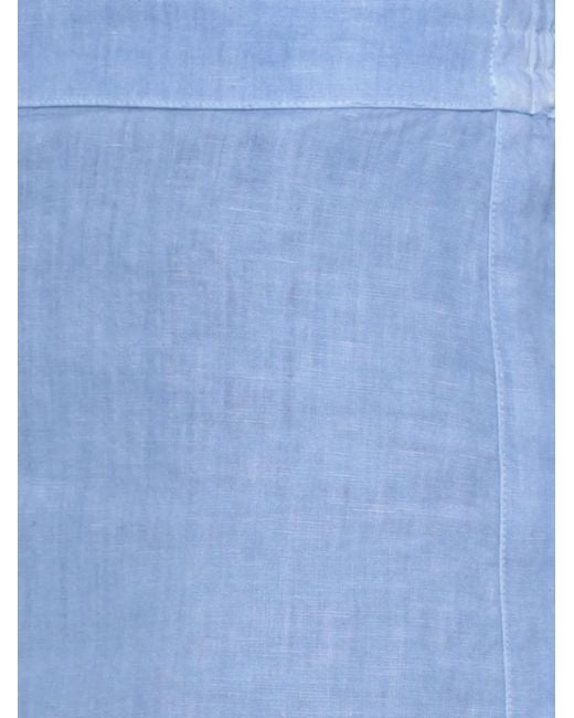 120% Lino Blue Wide-Leg Linen Trousers