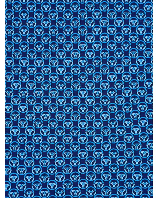 Ferragamo Blue Patterned Silk Tie for men